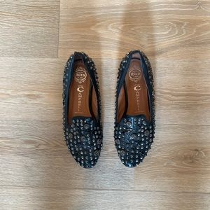 Jeffrey Campbell Black Elegant-St Flat Studded Loafers